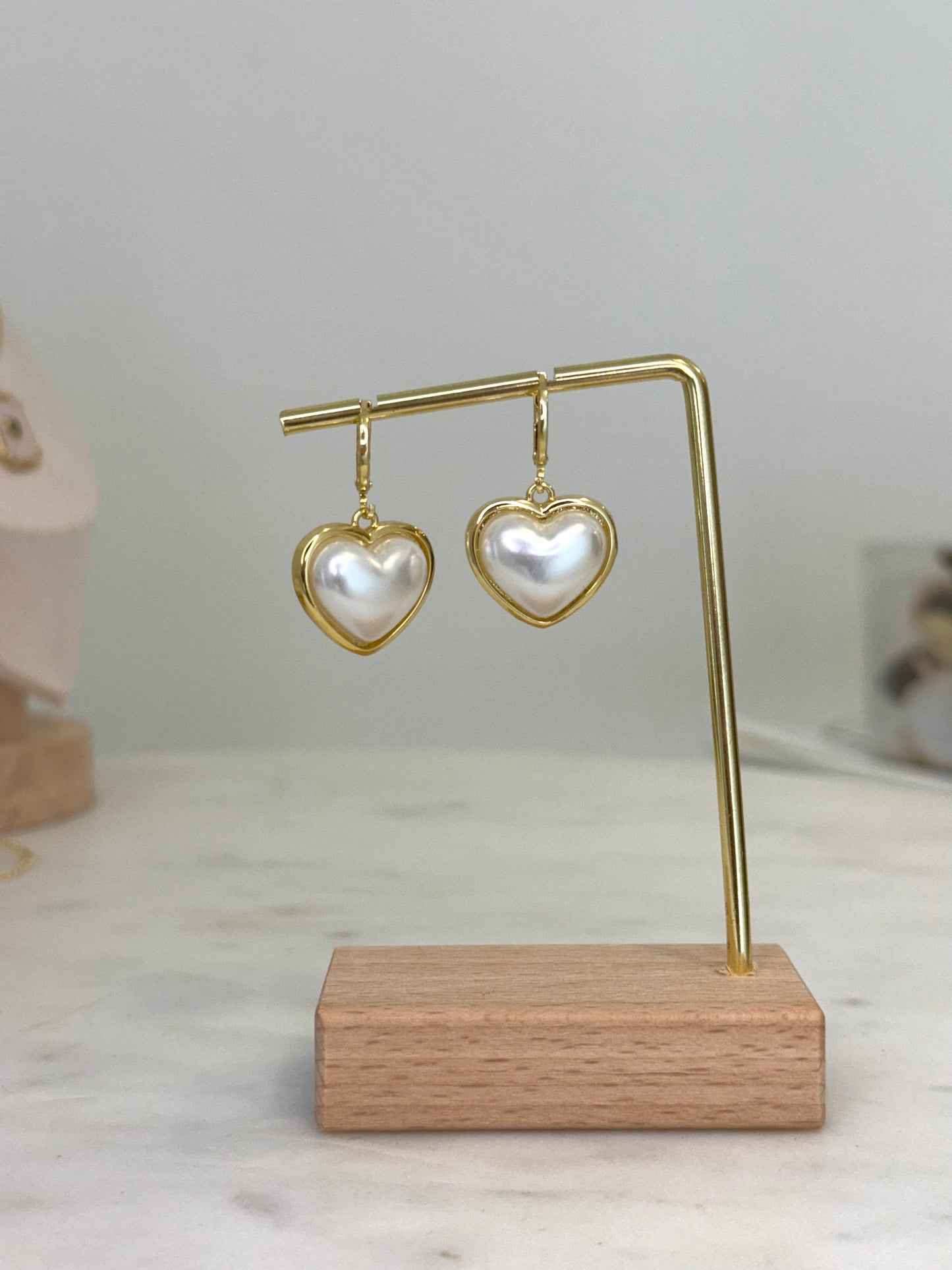 Heart of Pearl Drop Earrings