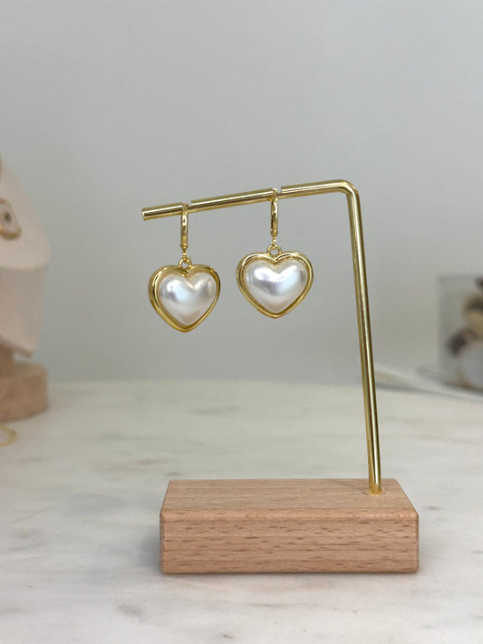 Heart of Pearl Drop Earrings