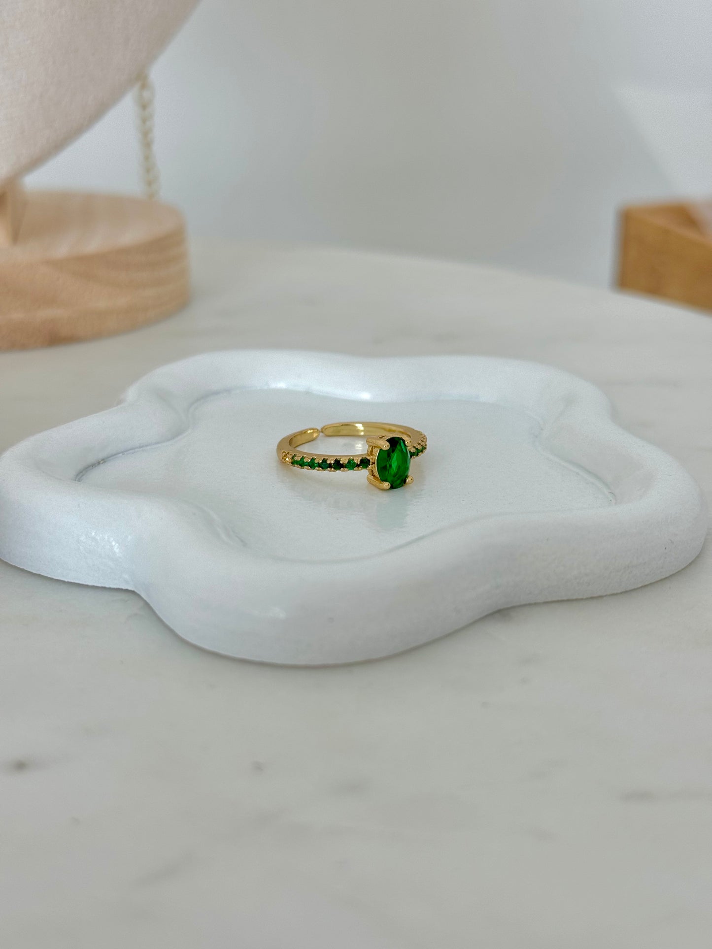 Emerald Halo Adjustable Ring